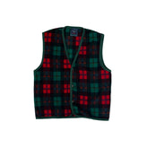Vintage 90s Campagnolo Sport Fashion Mens XXL Red Green Plaid Fleece Vest